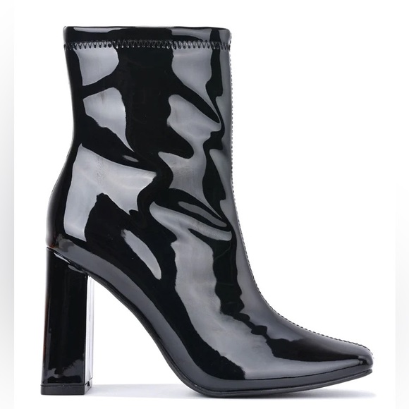 Black Patent Heeled Bootie - Picture 2 of 4